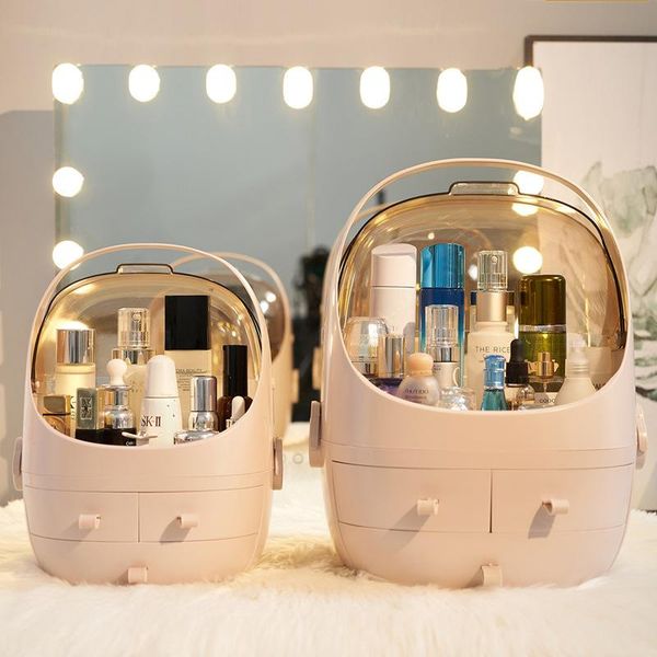 

bathroom cosmetics plastic storage box waterproof and dustproof large makeup organizer skin care jewelry drawer boxes & bins