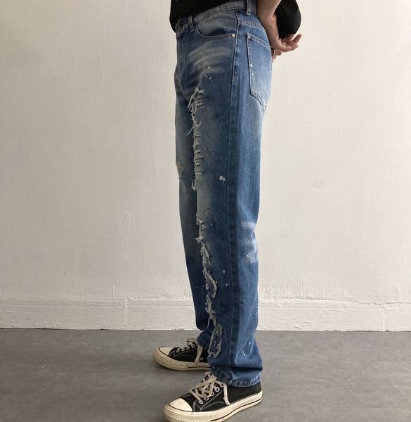 

luxury brand pants and jeans shorts mens palm jeans letter printing slim-fit straight-leg pants jean stripe fashio, Blue
