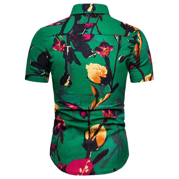 

men's shirt summer large fashionable green flower shirt short sleeve, White;black