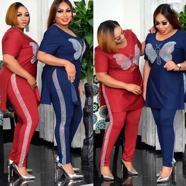 

ethnic clothing velvet african women's autumn winter 2021 muslim 2 piece set fashionable women', Red