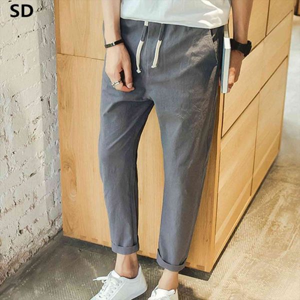 

brand summer arrival long trouserslinen women pant linen cropped, Black