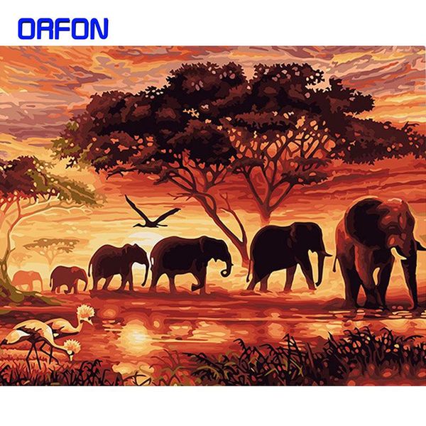 

paintings orfon elephants landscape diy digital painting by numbers modern wall art canvas unique gift for home decor 40x50cm
