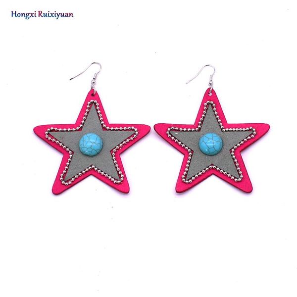 

dangle & chandelier earrings bohemian style leather for women fashion charm 5 star geometry elements 2021 friendship jewelry, Silver