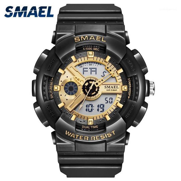 

wristwatches smael brand men's sport quartz watch waterproof dual time fashion military digital women watches satch relogio masculin, Slivery;brown
