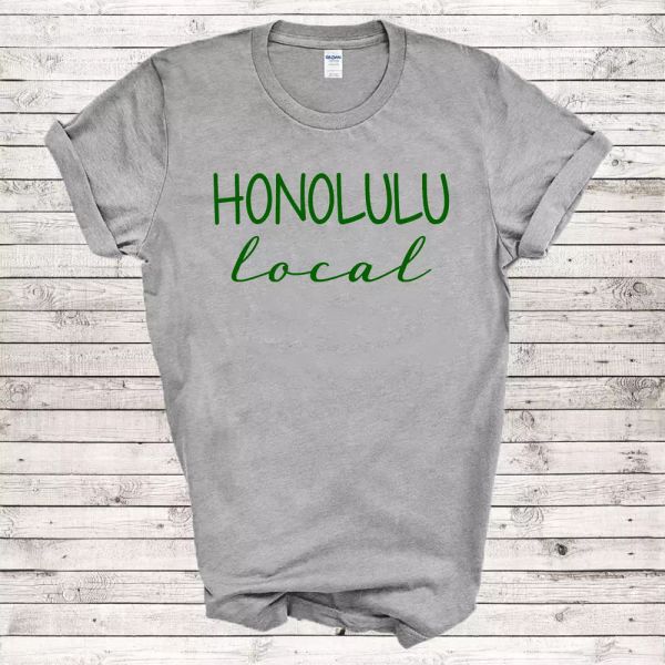 

honolulu local surfer hawaii love home city pride beach gray t-shirt, White;black