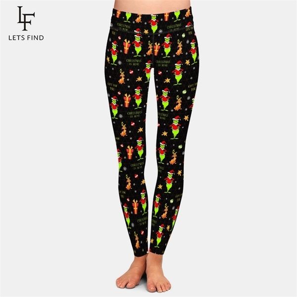 

letsfind workout leggings fashion women high waist christmas print plus size black 211221
