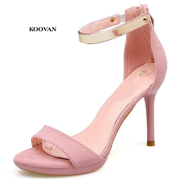 

koovan fashion women's pump 2021 platform high heel sandals women summer shoes round suede 9cm and 7cm ladies, Black