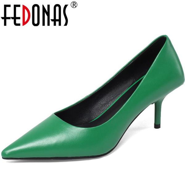 

genuine leather women shoes shallow high heels pumps wedding party concise summer est pointed toe woman dress, Black