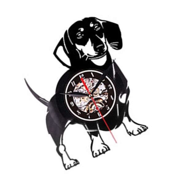 

wall clocks record clock dog shape retro living room with plug colorful light style
