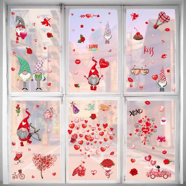 

window stickers 9pcs valentine's day static glass no glue refrigerator