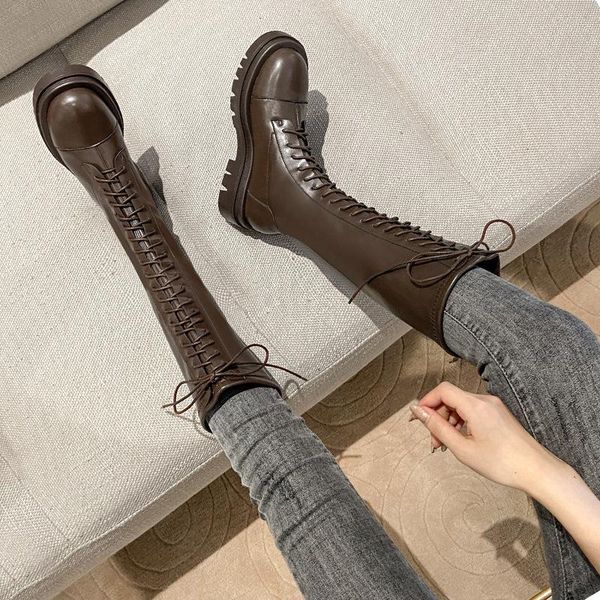 

boots knight women's thick bottom 2021 autumn high brown, Black