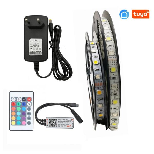 

strips led strip rgbw / rgbww 5m 300leds flexible light + tuya wifi controller 12v 3a power adapter