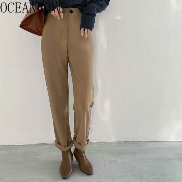 

pantalones de mujer solid high waist women pants autumn winter office lady korean elegant pantalon vintage 18886 210415, Black;white