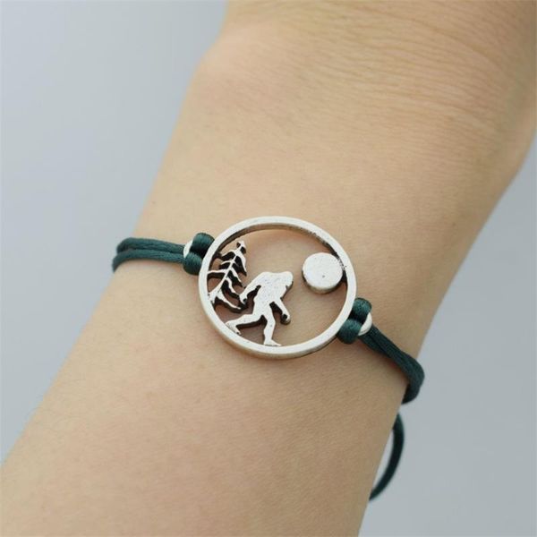 

link, chain 12pcs pine tree full moon bigfoot bracelets minimalist jewelry for men women, Black