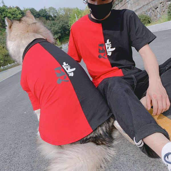 

the dog clothes tlb good evil black and red color matching parent child pet t-shirt teddy cat bullfight golden hair alasamo spring summer do