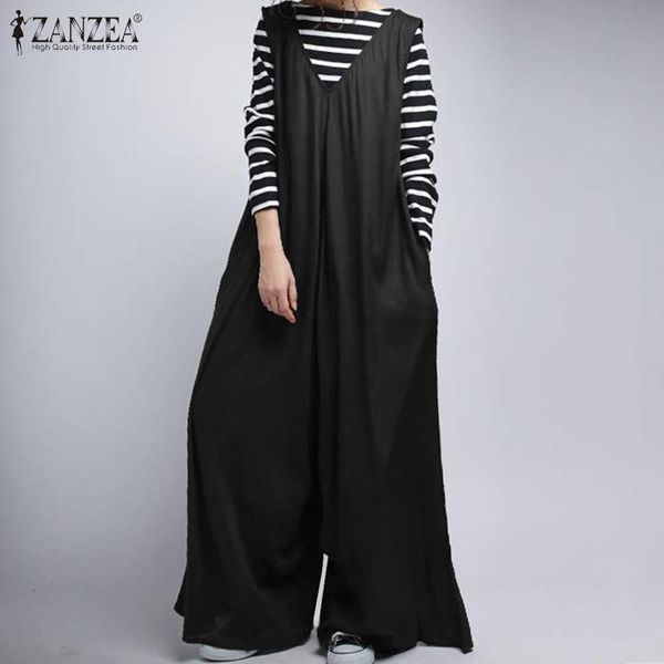 

summer jumpsuits kaftan women's wide leg overalls casual tank rompers female v neck playsuits plus size trousers &, Black;white