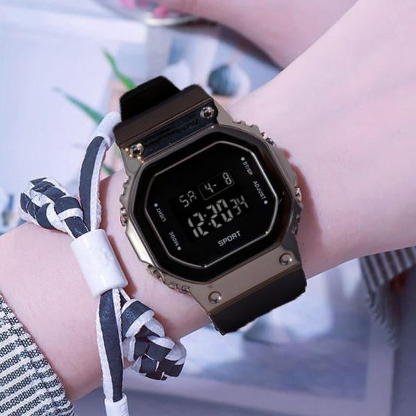 

wristwatches sports men's watches and women's 2021 summer outdoor square luminous fashion multi-function electronic watch, Slivery;brown