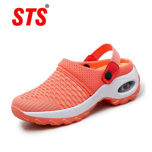 

women casual increase cushion sandals non-slip platform breathable mesh outdoor walking slippers, Black