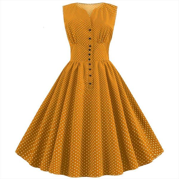 

white polka dot retro summer womens dress robe sleeveless vintage rockabilly ruched party office v neck casual, Black;gray