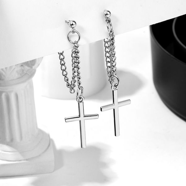 

cross drop statement earrings for women men fashion vintage goth chain trend pendant unusual earings party punk jewelry, Golden