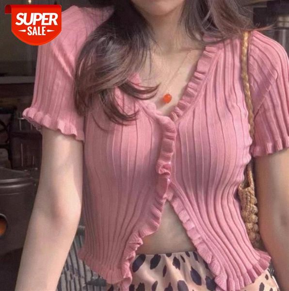 

ins cute little sister wood ear knitted sweater 3 colors #9h6m, Black;gray