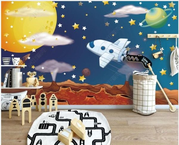 

wallpapers 3d wallpaper for walls in rolls home decor universe starry cartoon planet custom po living room on the wall