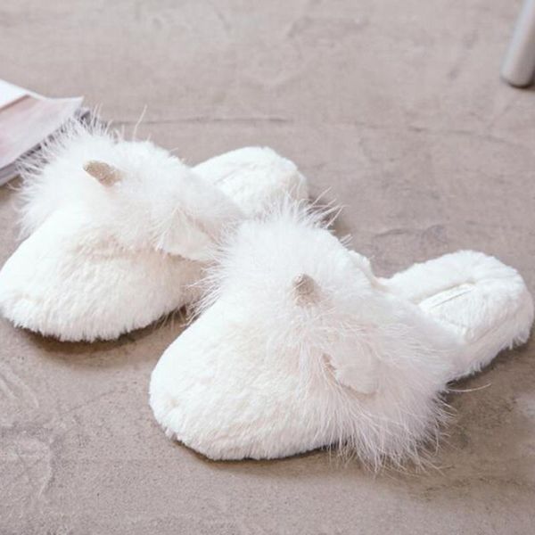 

autumn home slippers women indoor non-slip ladies soft plush fluffy female open toe cotton xx589, Black