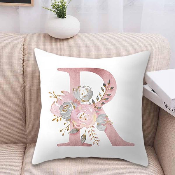 

pillow case 26 letters alphabet rose gold pattern drop