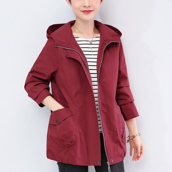 

women's jackets women loose windbreaker spring autumn short coat hooded zipper pocket plus size 5xl jacket female casual outerwear, Black;brown
