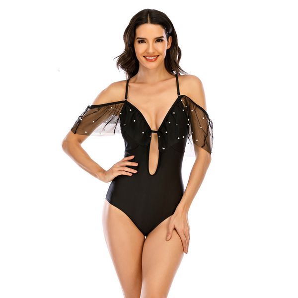 

2021 bikini mh lotus leaf swimsuit for women, White;black