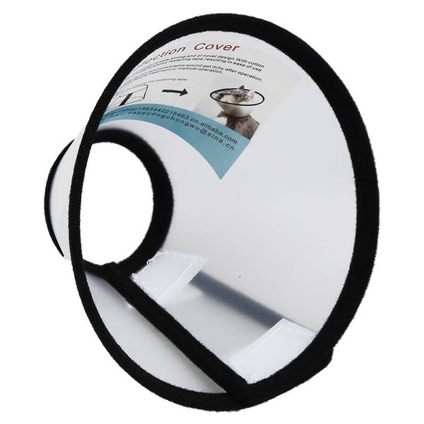 

dog collars & leashes elizabethan cat pet wound healing cone e- collar white with black