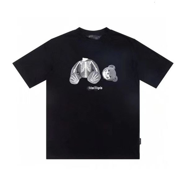 

21 year tide brand x-ray decapitated bear print t-shirt short sleeve men's and women's summer lovers half, White;black