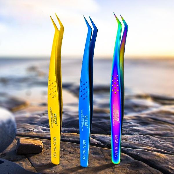 

false eyelashes 100% vetus original mcs series style premium tweezers ultra fine tip improve for 3d 6d eyelash extensions