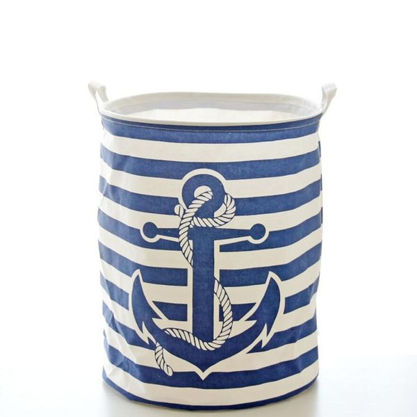 

New Stripe anchor aundry Hamper foding waterproof Cothes Storage Baskets Home decoration barre kids toy organizer basket