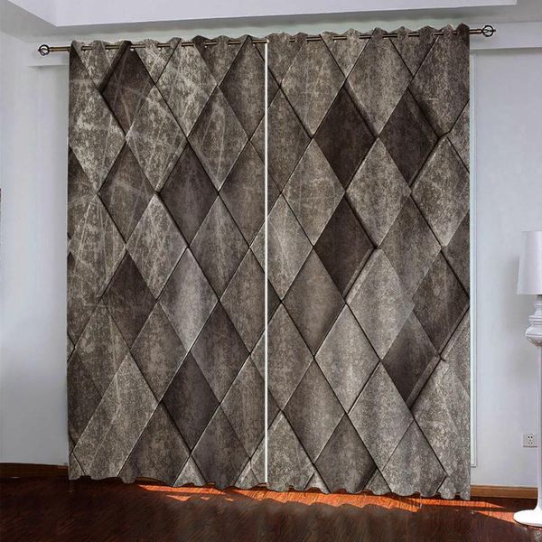 

curtain & drapes brown geometry curtains 3d window for living room office bedroom cortinas