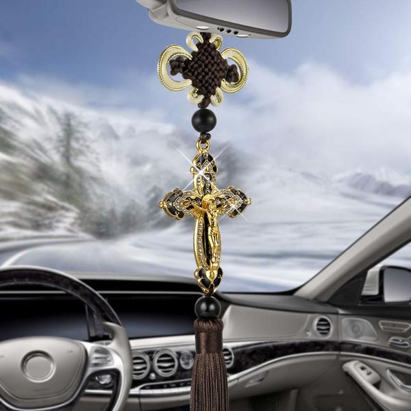 

car interior central control rearview mirror, exquisite cross, high-end suspension pendant, hanging alloy diamond-encrus decorations