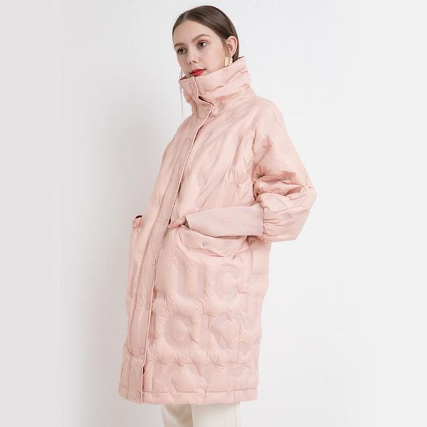 

women's down & parkas women winter light white duck coats 2021 female warm long puffer loose jackets casual oversize letter outwears, Black