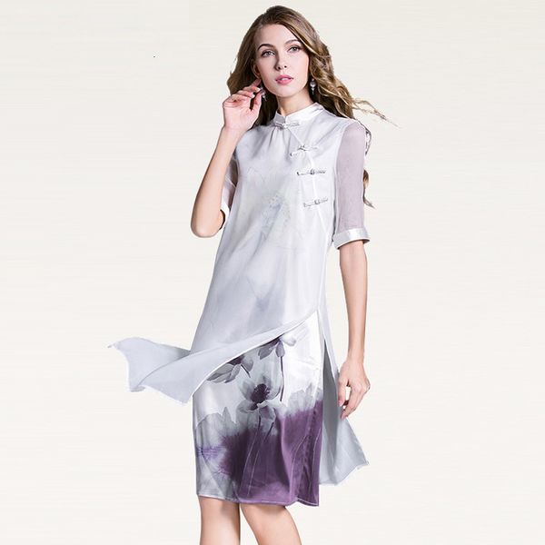 

luxury cheongsam 2021 improved cheongsam plain jasper silk drs, Blue;red