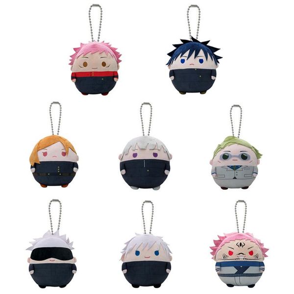 

keychains 10cm fashion animation jujutsu kaisen plush toy knapsack pendant gojo satoru key chain lovely gift for a friend, Silver