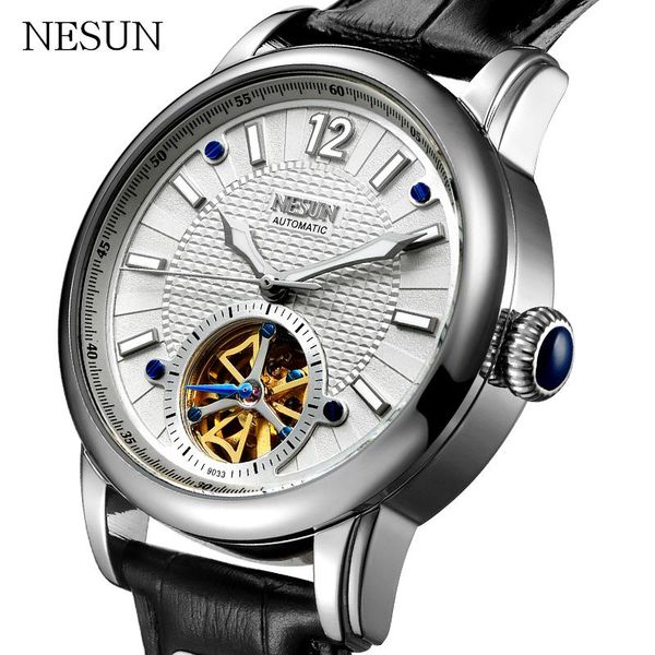 

wristwatches nesun original brand business automatic mechanical waterproof men's watch fashion casual sports watches relogio masculino, Slivery;brown