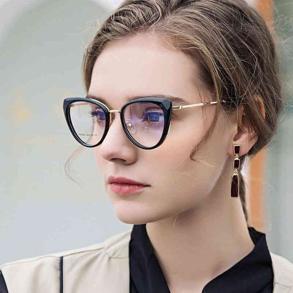 

2021 fashion optical cat eye anti-blue glass women's fingerprint luipaard frame comfortable computer glass women's glassi732, White;black