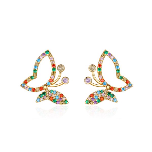 

earrings & necklace arrival colorful butterfly rose gold bracelet blue pendants rings jewelry set for women cubic ziron, Silver