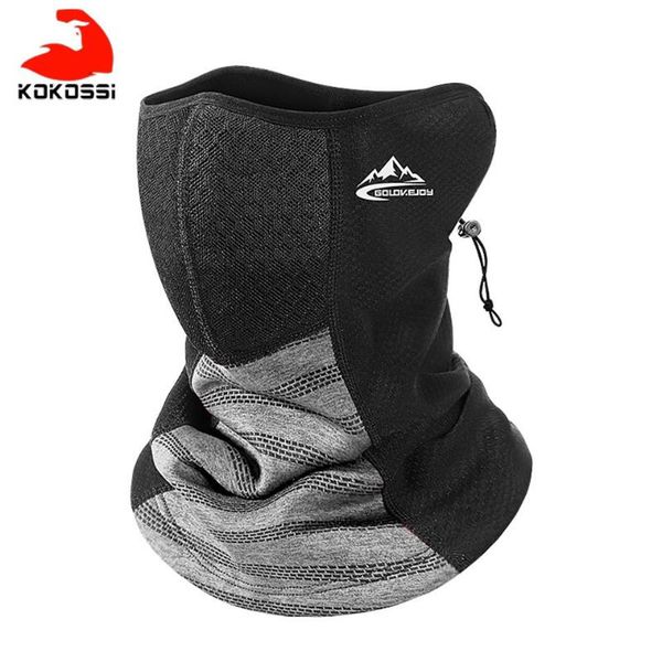 

kokossi men winter thermal fleece bandana neck warm gaiter sport face ear cover half mask hiking ski cycling scarf caps & masks, Black