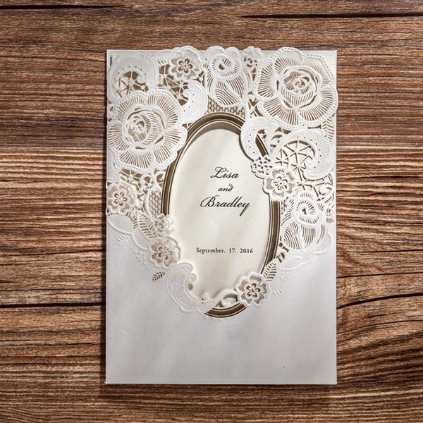 

greeting cards 50pcs wishmade laser cut wedding invitations card elegant hollow floral bridal shower blank invites cardstock with envelope