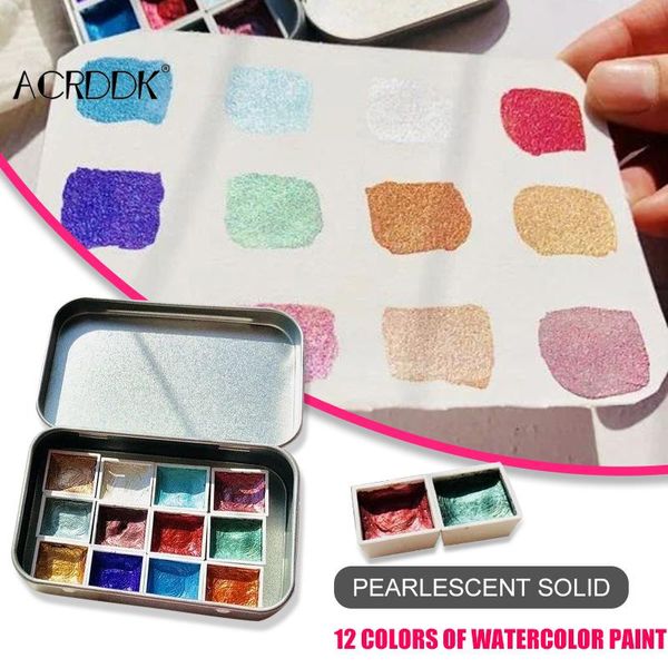 

gift sets watercolor pigment 12 colors portable solid paint painting for beginner artist fl