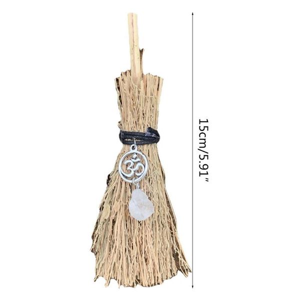 

decorative objects & figurines mini broom straw witch brooms with crystal star pumpkin pendant decorations for halloween wicca altar witchcr