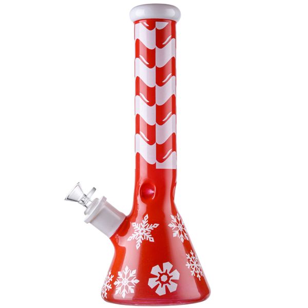 Natal estilo cachimbo de cachorro grande beaker beak beak tubos de neve floco de neve tubos de água pinça de gelo 7mm espessura bongs de vidro com tubulação de fumo difundido tigela difusa