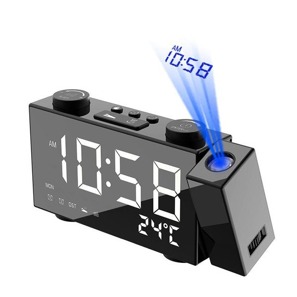 

desk & table clocks h8 projection clock creative alarm laser multifunction digital fm radio