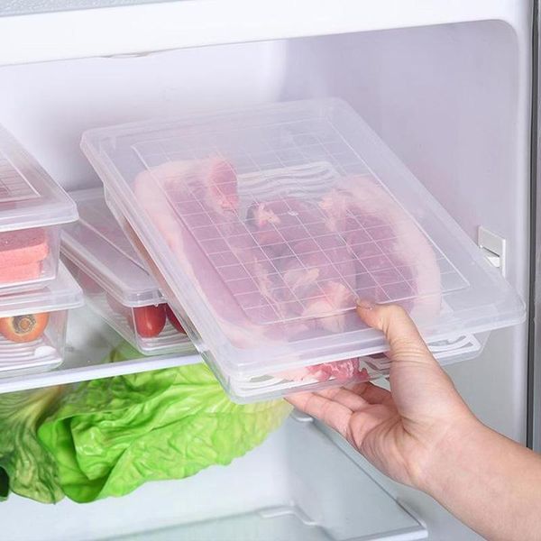 

storage bottles & jars 1/2/3pcs kitchen refriger draining preservation box transparent plastic food container lxy9