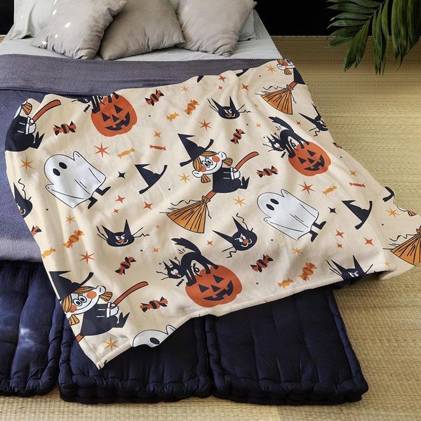 

blankets 2021 blanket halloween witch pumpkin flannel nap office sofa plush